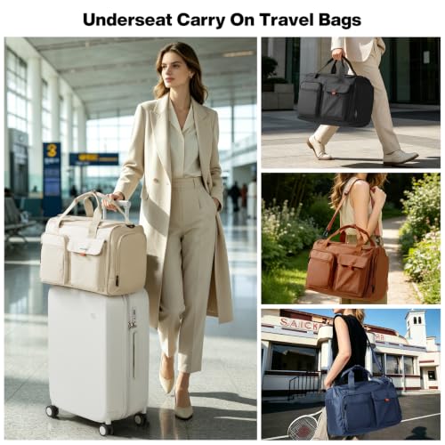 Mixi 17" Underseat Carry-On Luggage Travel Tote, Water-Resistant, Dark Blue - color: Dark Blue