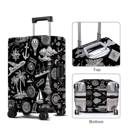 Black Luggage Cover Washable Suitcase Protector Anti-scratch Suitcase cover Fits 24-26 Inch Luggage M - color: Black, size: M(24-26inch suitcase)