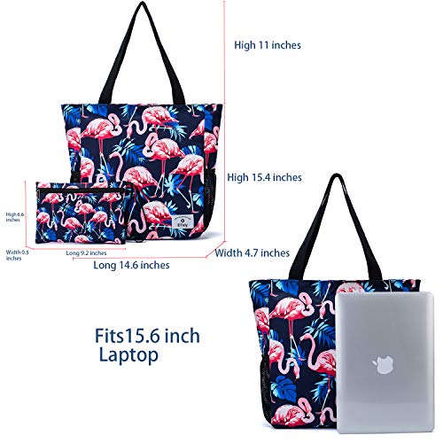 ETidy Large Capacity Foldable Tote Bag With Zipper - color: Palm Leaves
