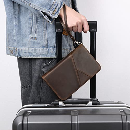 Polare Leather Passport Holder Travel Document Organizer Ticket Holder Case - color: Dark Brown