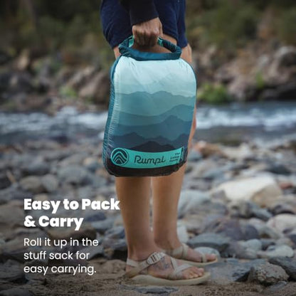 Rumpl Camp Pillow - Packable, Adjustable Comfort for Outdoors and Travel, Midnight Retro Stripes - color: Midnight Retro Stripes