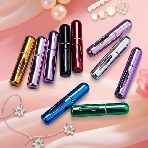 Refillable Perfume Portable Atomizer Bottle Refillable Perfume Spray, Travel Perfume (5ml, 6 Pack) (Silver, Purple, Blue, Gold, Pink, Black) - color: Silver, Purple, Blue, Gold, Pink, Black