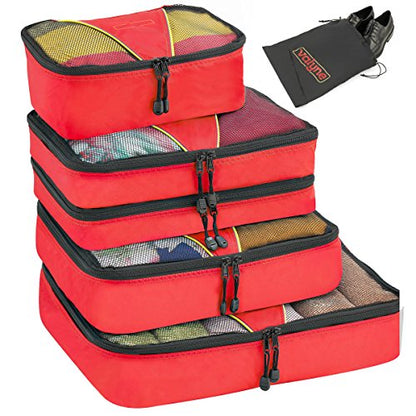 Valyne Packing Cubes 4-pcs Set, Luggage Travel Organizer Bags with a Free Laundry/shoe Bag