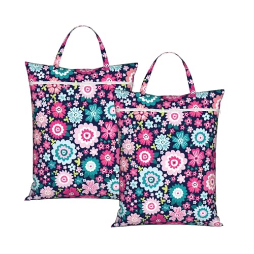 "colorful abstract flower 2-Pack Travel Laundry Bags for Dirty Clothes- Large Waterproof Laundry Tote, Wet & Dry Use, Reusable Foldable Carry Handles for Vacation, Gym & Dorm" - color: Colorful Abstract Flower