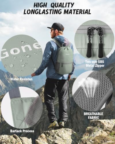 Gonex Packable Daypack Backpack 20L Lightweight Foldable Travel Bag - color: Sage Green