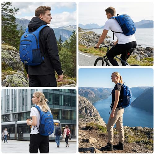 Ultra-Light Soft Hiking Daypack With Cushioned Breathable Back Panel - color: Blue, size: 20L