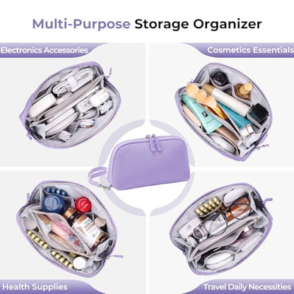 FYY Travel Cable Organizer - 8 Compartments, Lightweight, Water Repellent - color: Purple, size: (L) 9.6"× 5.5"× 3.7"