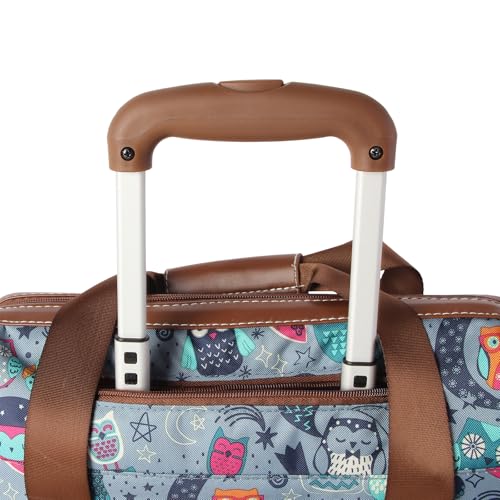 Lily Bloom Designer Under the Seat Tote Cabin Luggage Collection - 15 Inch Patterned Carry on Bag For Women - Lightweight Suitcase with 2 Rolling Wheels (Night Owl) - color: Night Owl