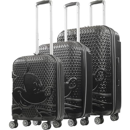 FUL Disney Mickey Mouse 3 Piece Rolling Luggage Set, Black - color: Mickey Mouse - Black, size: 22/26/30 Inch