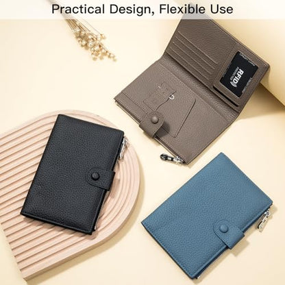 Genuine Leather RFID Blocking Passport Holder Wallet, Multi-Functional Travel Document Organizer with Zipper Pocket, Includes SIM Card Ejector Pin (Blue) - color: Blue