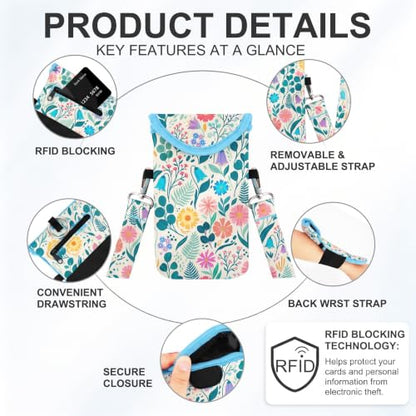 KJQJLY RFID Blocking Neoprene Cell Phone Sleeve (Garden Floral) - color: Garden Floral