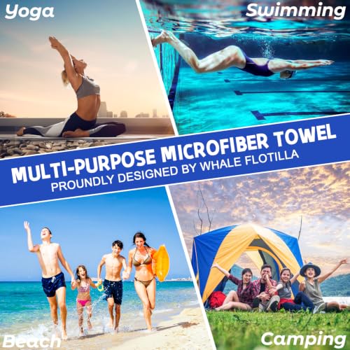 Whale Flotilla 6 Pack Quick Dry Beach Towels Oversized (35"x70"), Microfiber Sand-Free Beach Towel Set, Extra Large Compact Pool Travel Accessories, Navy/Black/Summer/Aqua/Blue/Purple - color: Navy/ Black/ Summer/ Aqua/ Blue/Purple, size: 70.00" x 35.00"
