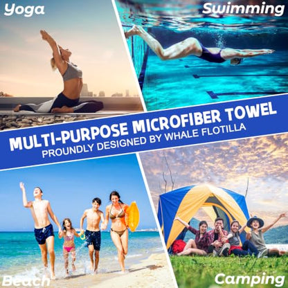 Whale Flotilla 6 Pack Quick Dry Beach Towels Oversized (35"x70"), Microfiber Sand-Free Beach Towel Set, Extra Large Compact Pool Travel Accessories, Navy/Black/Summer/Aqua/Blue/Purple - color: Navy/ Black/ Summer/ Aqua/ Blue/Purple, size: 70.00" x 35.00"