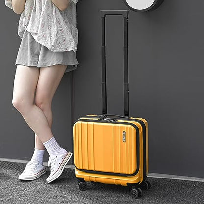 TydeCkare 16" Carry on Luggage with 2 Laptop Compartments Airline Approved | Lightweight Hardshell ABS+PC Suitcase with Dual Control TSA Lock,YKK Zipper,4 Spinner Silent Wheels,Business Travel,Orange - color: Orange