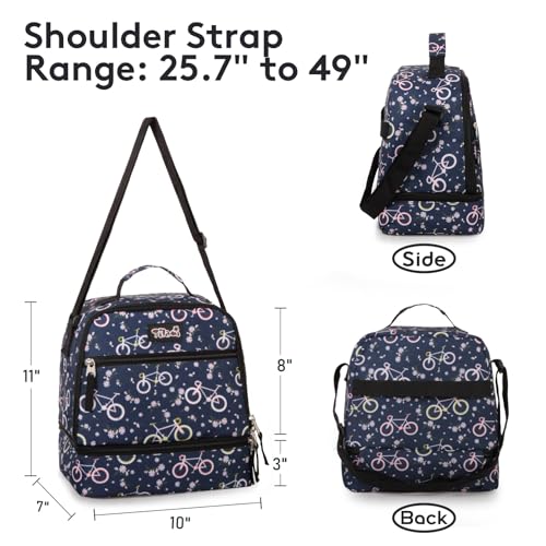 Tilami Rolling Backpack for Kids 19 inch with Lunch Bag Wheeled Laptop Backpack,Bicycle