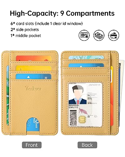Teskyer Slim Minimalist Wallet for Men, RFID Front Pocket Card Holder - color: Lichee Yellow