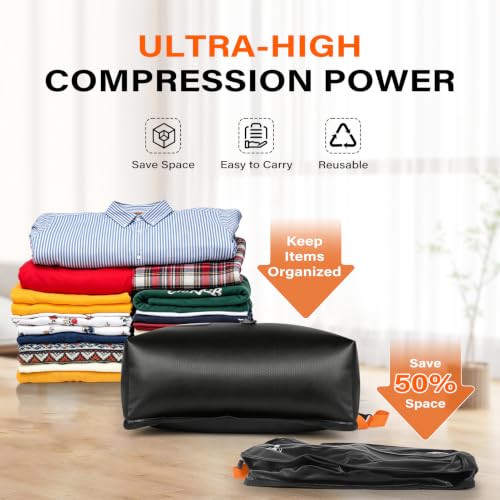 2 Pack Bag with Vacuum Travel for Suitcase, 20L Overpack Vacuum Bags w/Pump - size: 20L