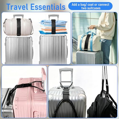 2 Pack Luggage Straps Elastic Strap for Suitcases Adjustable(Black)