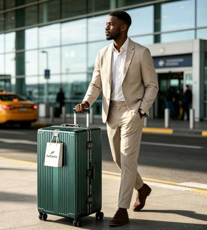 feilario Super Large Aluminum Frame Checked Zipperless Luggage - color: A4-Forest green, size: 30in
