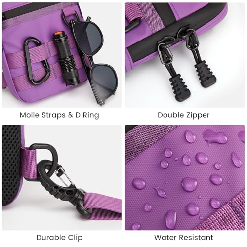G4Free Small Crossbody Sling Bag, Mini Tactical EDC Chest Bag for Men - color: Purple