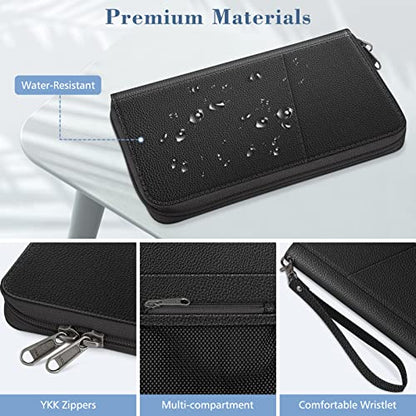FINTIE Family Passport Holder Wallet Travel Document Organizer Clutch Bag - color: Black