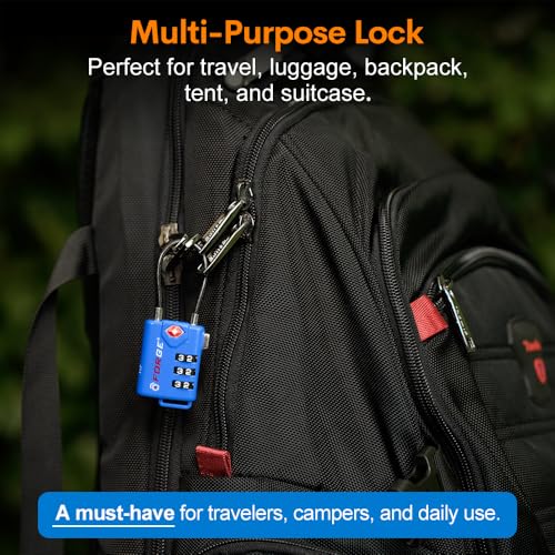 Forge TSA Approved Luggage Locks, Open Alert Cable Lock, Blue, 2 Pack - color: Blue 2 Pack
