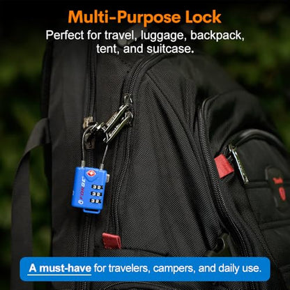 Forge TSA Approved Luggage Locks, Open Alert Cable Lock, Blue, 2 Pack - color: Blue 2 Pack