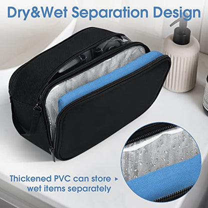 Wedama Toiletry Bag for Men, Handheld Travel Bag, Waterproof Toiletries, Thickened Polyester Dopp Kit, Toiletries Business Trips and Camping, Black - color: Black, size: Large