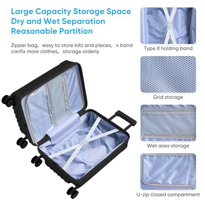 TABU 20" Front-Opening Luggage with Seat for Kids & Adults, Black - color: Black