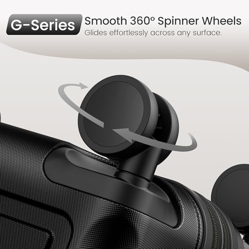 SHOWKOO G-Series Luggage set 3pcs, 100% PC Durable Hardshell Suitcase - color: Black, size: 3-Piece Set (20/24/28in)