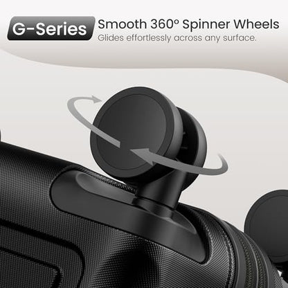SHOWKOO G-Series Luggage set 3pcs, 100% PC Durable Hardshell Suitcase - color: Black, size: 3-Piece Set (20/24/28in)
