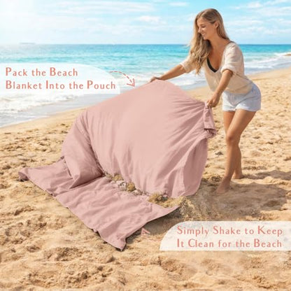 AlphaBeing Beach Blanket Waterproof Sandproof, Extra Large Beach Mat - color: Pink, size: 79“×83”