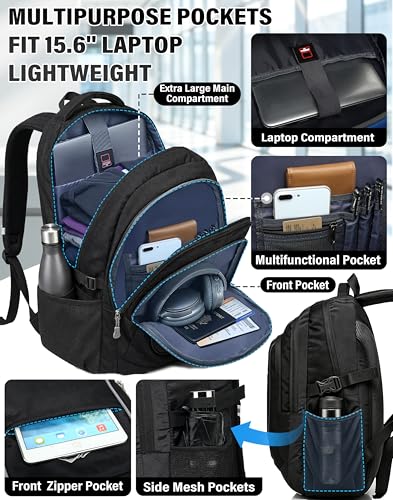 ProEtrade Anti Scratch Fabric Backpack, Black, Unisex, 20"H x 13"W x 8.2"D, 1.6 lb, 8 Pockets, 2 Laptop Compartments, Night Light Reflective Design, Ergonomic Air Flow System - color: Atrous, size: 17 Inch
