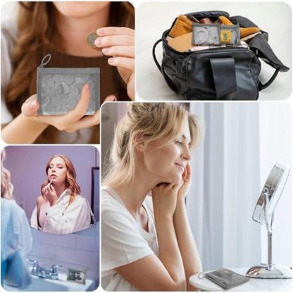 Mini Mesh Pouches (4 Pack), Small Mesh Bags with Zipper Nylon Makeup Pouches Bag Cosmetic Pouch Travel Purse Organizer Insert Diaper Inside Bag Organizers Home Organizing Size See Through Cute Gray - size: 4 Pack Mini Gray