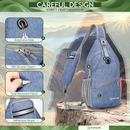 ZOMAKE Sling Bag,Small Crossbody Sling Backpack Shoulder Daypack for Travel - color: Royal Blue, size: 7L