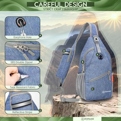 ZOMAKE Sling Bag,Small Crossbody Sling Backpack Shoulder Daypack for Travel - color: Royal Blue, size: 7L