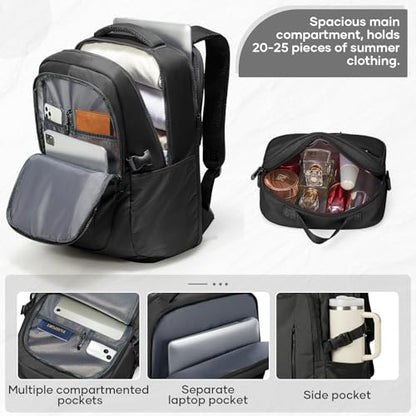 suwasp Travel Backpack for Women Airline Approved Carry On, Large Laptop Backpack for Men, Flight Approved Luggage Backpack (Black-with Toiletry Bag) - color: Black-with Toiletry Bag