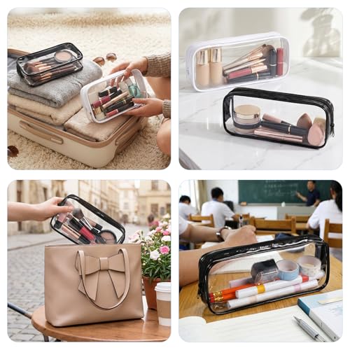4Pcs Clear Makeup Brush Travel Case with Zipper, Multi-use Makeup Brush Bag, Travel Luggage Make up Cosmetic Bag