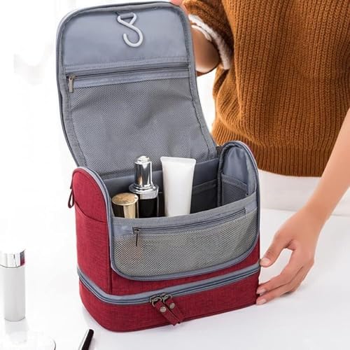 Lightweight Waterproof Travel Hanging Toiletry Bag - Makeup & Toiletries Organizer with Hook for Men & Women (Black) - color: Black
