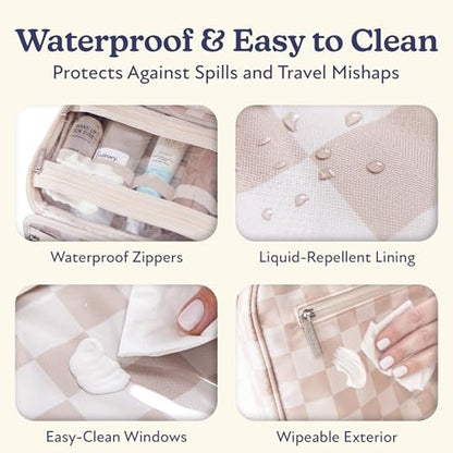 VANDEL Waterproof Hanging Toiletry Bag [TSA-Approved] Cosmet Travel Bag - color: Neutral Checker