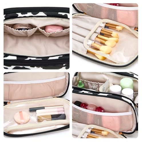Wrangler Large Makeup Bag Travel Toiletry Bag Portable Cosmetic Bag - color: Cow-Black