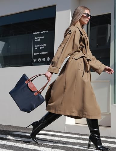 Tote Bag for Women Foldable Shoulder Bag Nylon Weekend Hobo Handbag - color: Navy