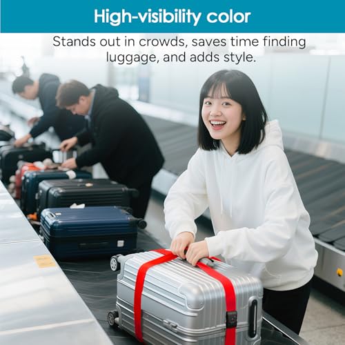 Travel Inspira TSA Accepted Long Luggage Cross Straps for Suitcases - color: Cross Red