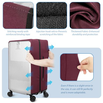 Transparent PVC Suitcase Cover, No Disassembly Required Clear Luggage Protector Suitcase Cover - color: Red, size: 34