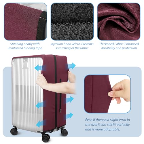 Transparent PVC Suitcase Cover, No Disassembly Required Clear Luggage Protector Suitcase Cover - color: Red, size: 28