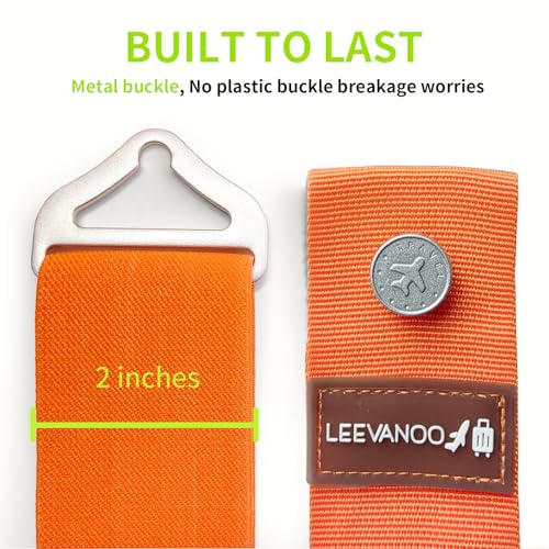 Luggage Straps for Suitcases, 2-in-1 Add a Bag Adjustable Travel Belt Black - color: Orange