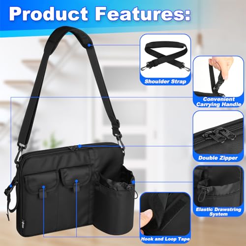 Cosmos Airplane Seatback Organizer Flight Seat Back Storage Bag Hanging Pocket with Adjustable Shoulder Strap, Commuter Shoulder Bag Travel Essentials Media Pouch for Personal Items