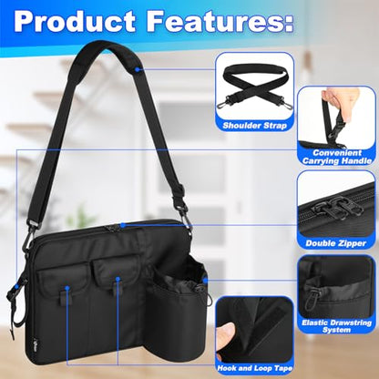 Cosmos Airplane Seatback Organizer Flight Seat Back Storage Bag Hanging Pocket with Adjustable Shoulder Strap, Commuter Shoulder Bag Travel Essentials Media Pouch for Personal Items