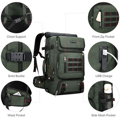 WITZMAN Carry on Travel Backpack for Men Airline Approved Fits 16" Laptop - color: 02.army Green