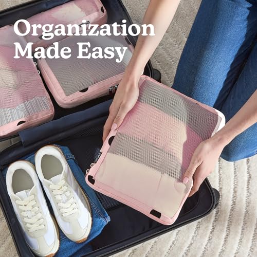 Vandel Space-Saving Compression Packing Cubes for Kids & Women, Carry On - color: 5. Pink Polka Dot, size: 4 Pack (Compression)